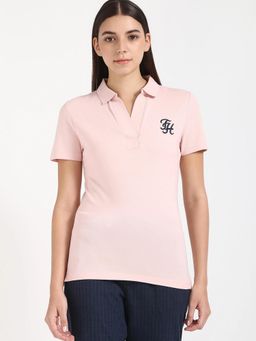 Tommy Hilfiger - Solid Slim Fit Cotton Pink Polo T-Shirt
