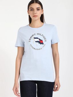 Tommy Hilfiger - Logo Regular Fit Cotton Blue T-Shirt