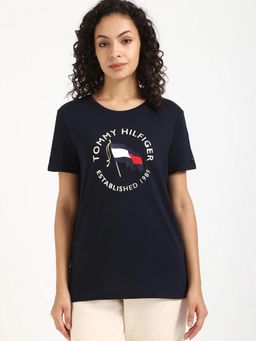 Tommy Hilfiger - Logo Regular Fit Cotton Navy Blue T-Shirt