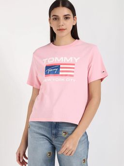 Tommy Hilfiger - Logo Regular Fit Cotton Pink T-Shirt