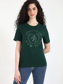 Tommy Hilfiger - Embroidered Logo Regular Fit Cotton Green T-Shirt
