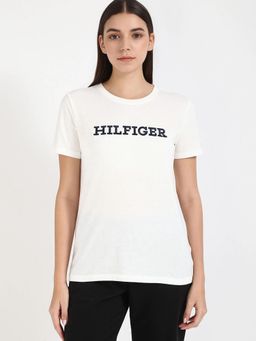 Tommy Hilfiger - Embroidered Logo Regular Fit Cotton White T-Shirt