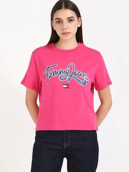 Tommy Hilfiger - Logo Regular Fit Cotton Pink T-Shirt