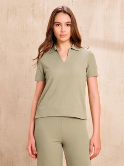 U.S. POLO ASSN. - Textured Regular Fit Green Polo T-Shirt