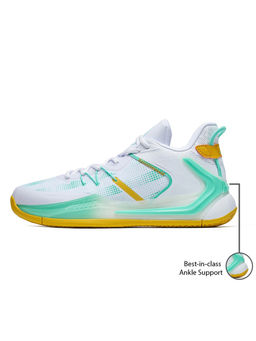 Xtep - Men White,Bluish Green Printed Basketball Shoes