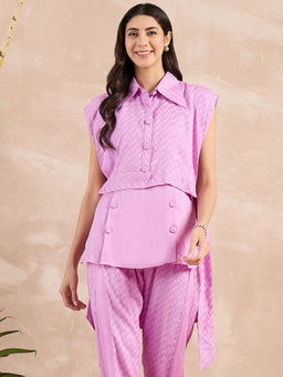 First Resort by Ramola Bachchan - Purple Sleeveless Bib Cover-Up With Side Straps Overlay