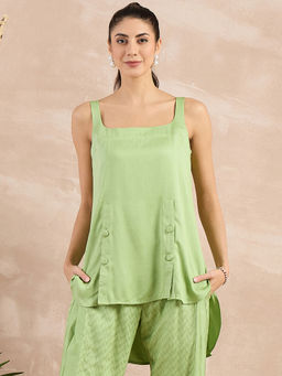 First Resort by Ramola Bachchan - Pastel Green High-Low Sleeveless Top