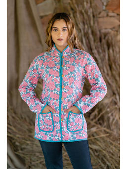 NAVYAS FASHION - Pink Floral Reversible Quilted Reversible Jacket