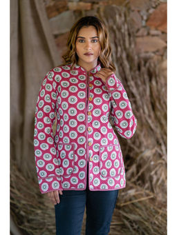 NAVYAS FASHION - Pink Floral Reversible Quilted Reversible Jacket