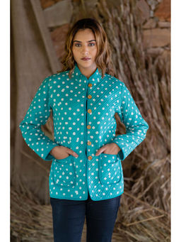 NAVYAS FASHION - Green Polka Reversible Quilted Jacket