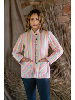 NAVYAS FASHION - Multicolor Stripes Cotton Reversible Quilted Jacket