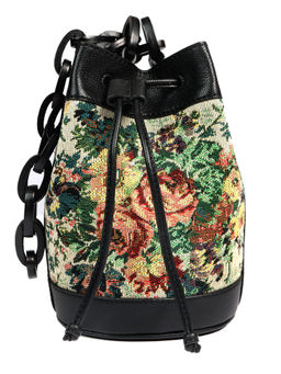The Leather Garden - Black Lilac Vintage Black Bucket Bag