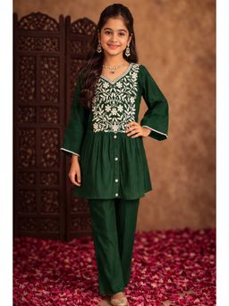 Aarika - Green Embroidered Three Fourth Sleeves Co-ord Sets