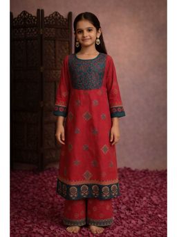 Aarika - Maroon Printed Three Fourth Sleeves Kurta