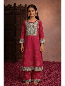 Aarika - Pink Printed Three Fourth Sleeves Kurta