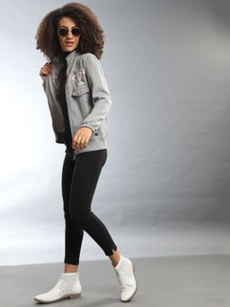 Campus Sutra - Grey Women Printed Stylish Casual Sweatshirts