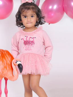 Little Carrot - Girls Flamingo Theme Mini Dress