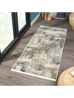 OBSESSIONS - Power Loomed Anti Static Bedside Runner, Teal & Cream (2x5 Feet)