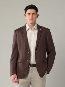 Arrow - Brown Men's Textured Zero Calorie Slim Fit Blazer