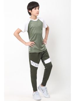 Dida - Boys Olive Sporty Colorblock T-shirt with Joggers