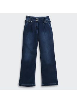 TINY GIRL - Dark Navy Blue Cotton Solid Jeans