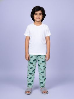 KiddoPanti - Boys Green All-Over Off-Road Explorer Printed Pyjama