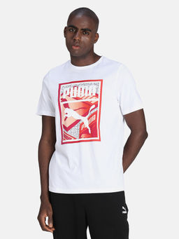 Puma - Graphic Tee Box Logo Logo Play Men White T-shirt