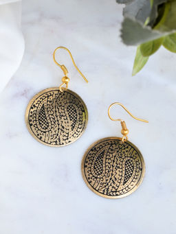 Silvermerc Designs - Bohemian Paisley Patterned Round Dangle Earrings