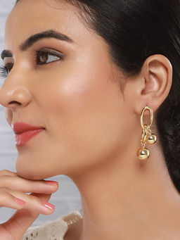 Saraf RS Jewellery - Anti-Tarnish 18K Gold Plated Dangling Orb Earrings