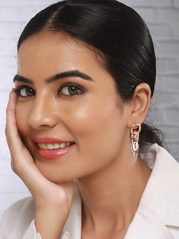 Saraf RS Jewellery - Anti-Tarnish 3 Toned Chain Dangle Handcrafted Earrings