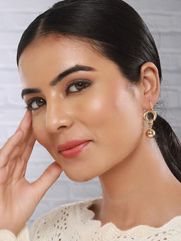 Saraf RS Jewellery - Anti-Tarnish Gold Plated Link Orb Dangler Earrings