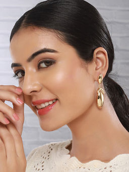 Saraf RS Jewellery - Anti-Tarnish Gold Plated Elliptical Drop Earrings