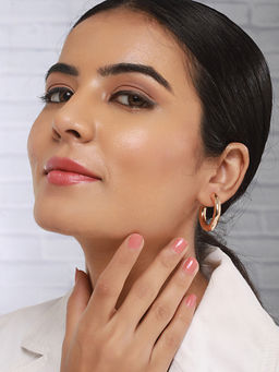 Saraf RS Jewellery - Anti-Tarnish Gold Plated Styling C Hoops Earrings