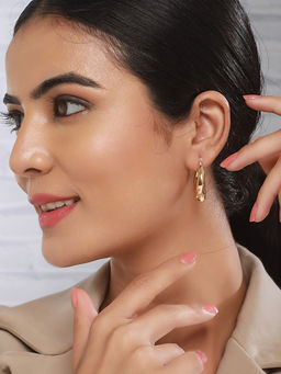 Saraf RS Jewellery - Anti-Tarnish Gold Plated Twisted Round Hoops Earrings