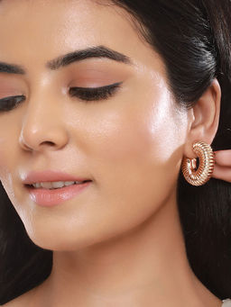 Saraf RS Jewellery - Anti-Tarnish Gold Plated Twister C Hoops Earrings
