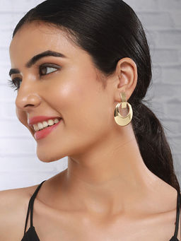 Saraf RS Jewellery - Anti-Tarnish Gold Toned Bold Statement Elliptical Earrings