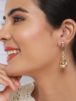 Saraf RS Jewellery - Anti-Tarnish Gold Toned Ball Loop Dangler Earrings