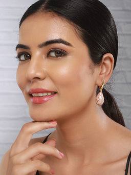 Saraf RS Jewellery - Anti-Tarnish 18 K Gold Plated And Enamelled Tear Shaped Floral Earrings