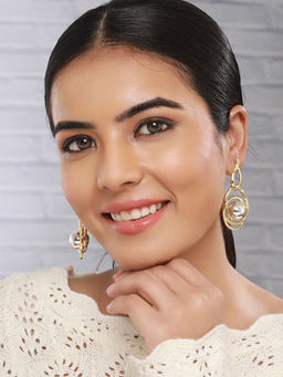 Saraf RS Jewellery - Anti-Tarnish 18K Gold And Silver Plated Orbital Drop Earrings