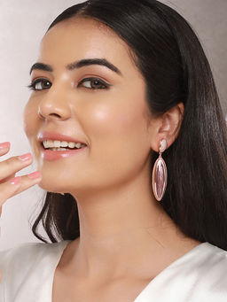 Saraf RS Jewellery - Anti-Tarnish 18K Gold Plated And Enamelled Elliptical Dangler Earrings