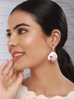 Saraf RS Jewellery - Anti-Tarnish 18K Gold Plated Enamelled Floral Statement Dangler Earrings