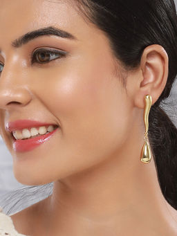 Saraf RS Jewellery - Anti-Tarnish 18K Gold Plated Elegant Water Drop Minimalist Drop Earrings