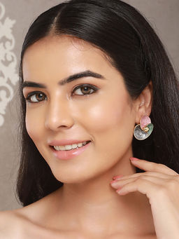 Saraf RS Jewellery - Anti-Tarnish 18K Gold Plated Enamelled Floral Statement Studs Earrings