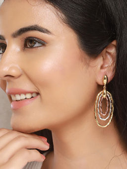 Saraf RS Jewellery - Anti-Tarnish 3 Toned Twisted Elliptical Concentric Ring Hoops Earrings