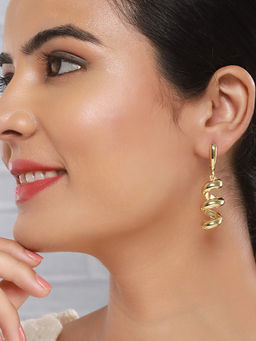 Saraf RS Jewellery - Anti-Tarnish Gold Plated Spiral Twister Minimalist Earrings