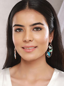 Saraf RS Jewellery - Anti-Tarnish Gold Plated Floral Statement Luxe Drop Earrings