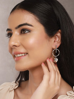 Saraf RS Jewellery - Anti-Tarnish Silver Plated Dangle Ball Drop Earrings