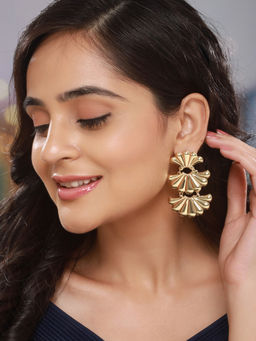 Saraf RS Jewellery - Anti-Tarnish Gold Plated Shell Shaped Drop Earrings