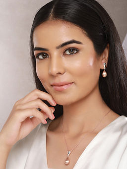 Saraf RS Jewellery - Anti-Tarnish Dual Plated Water Drop Shaped Minimal Trendy Pendant Jewellery Set