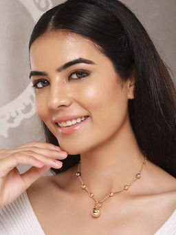 Saraf RS Jewellery - Anti-Tarnish Gold Polish Ball Locket Ball Necklace